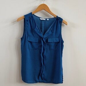 Reitmans Blue Patterned Sleeveless Blouse